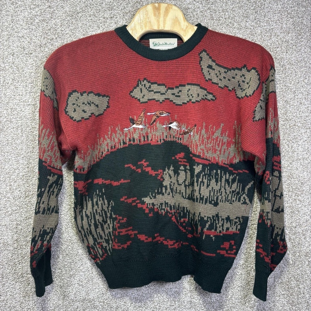 Vintage 90s Gander Mountain Sweater Mens XL Duck Hunting Graphic Knit Pullover